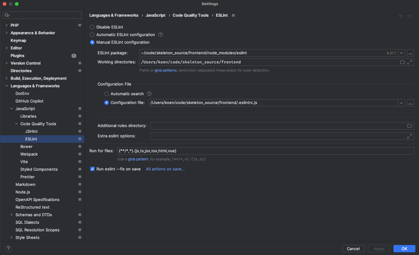 Eslint config